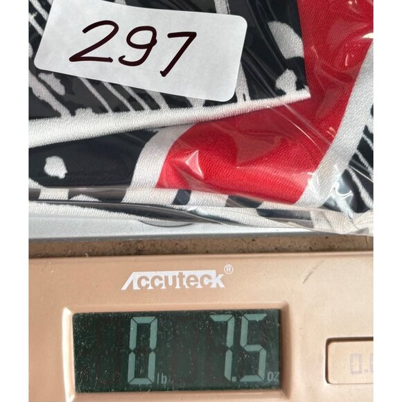 Nine West Womens V-Neck Kimono Top L Black/White/Red Polyester Zebra Print - Picture 6 of 6